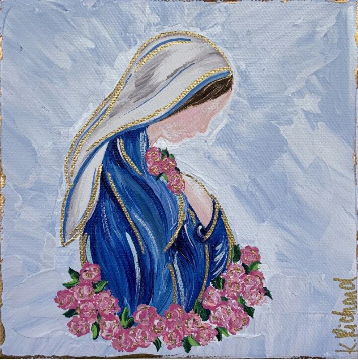 Mother Mary with Roses Painting — Red Bird Ministries